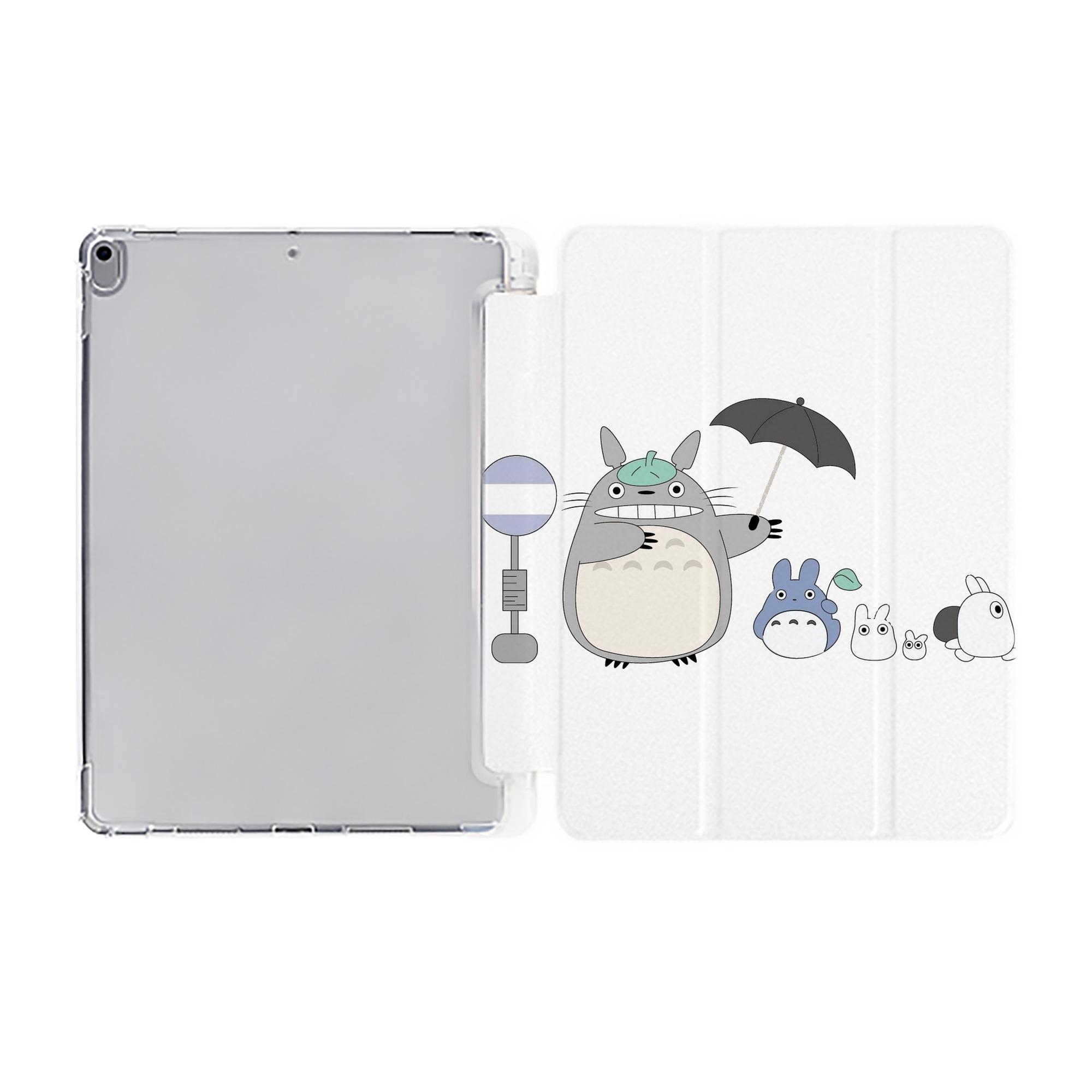 （画像用） となりのトトロ 草壁メイ 草壁サツキ My Neighbor Totoro Satsuki Kusakabe Mei Kusakabe IPad ケース ペン収納付き 三つ折りスタンド PUレザー×シリコン 対応機種9.5/10.5/10.9インチ
